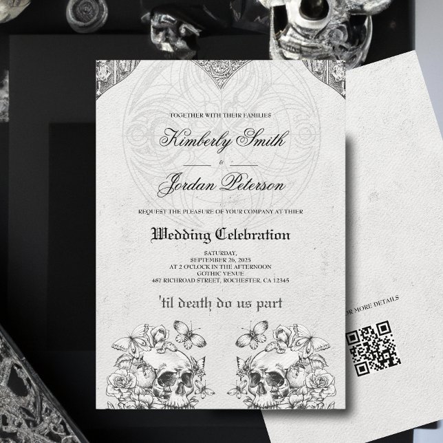 Till Death Do us Part Gothic Wedding QR code Invitation (Creator Uploaded)