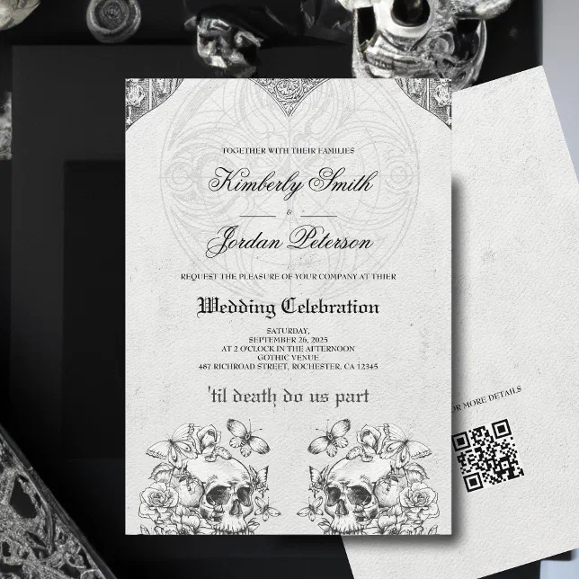 Till Death Do us Part Gothic Wedding QR code Invitation | Zazzle