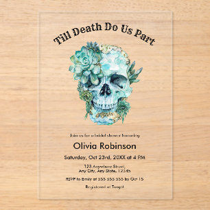 Till Death Do Us Part Halloween Bridal Shower Acrylic Invitations