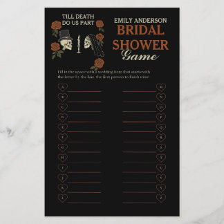 Till Death Do Us Part Halloween Bridal Shower Game Flyer