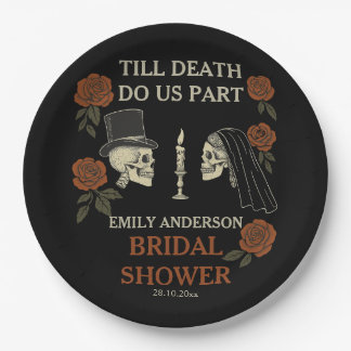 Till Death Do Us Part Halloween Bridal Shower Paper Plate