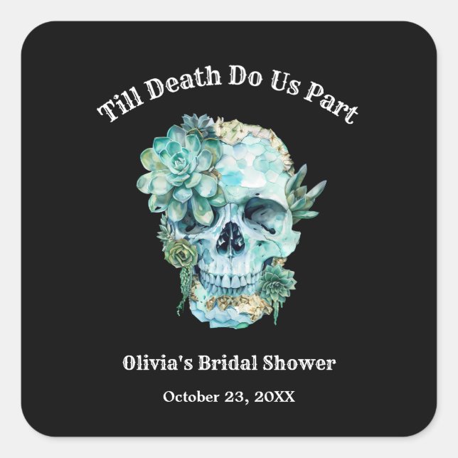 Till Death Do Us Part Halloween Bridal Shower Square Sticker (Front)