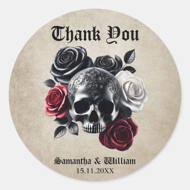 Till Death Do Us Part Halloween Wedding  Classic Round Sticker (Front)