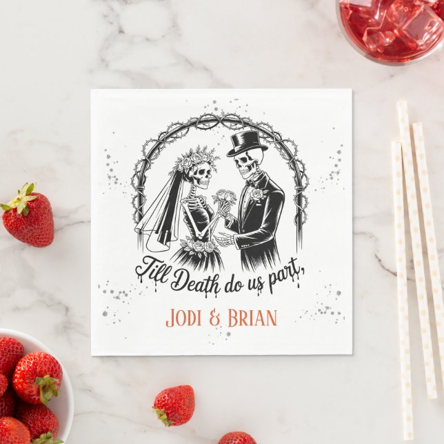 Till Death Do Us Part Halloween Wedding Napkin (Insitu)