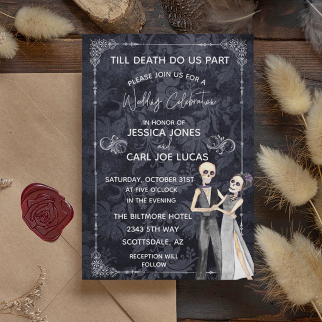 Till Death Do Us Part Halloween Wedding Skeletons Invitation (Creator Uploaded)