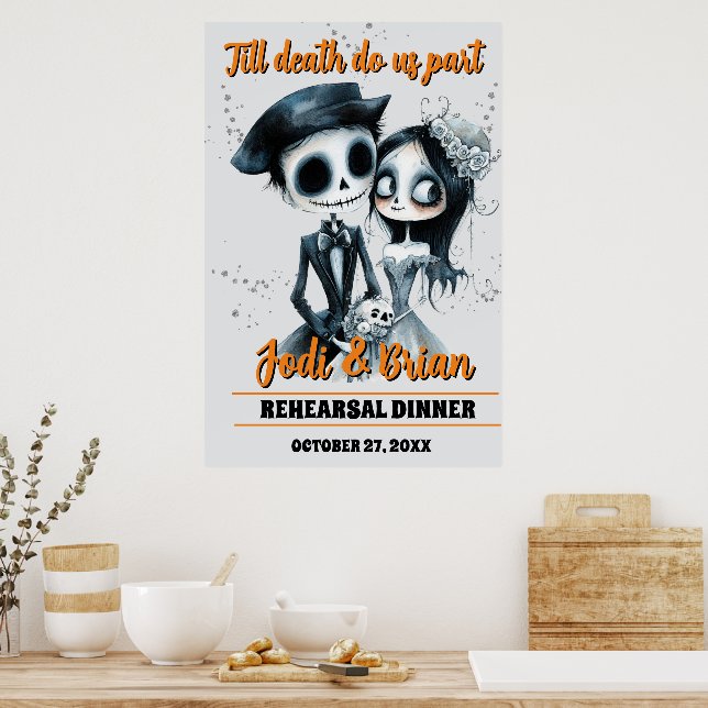 Till Death Do Us Part Halloween Wedding Welcome Poster (Kitchen)