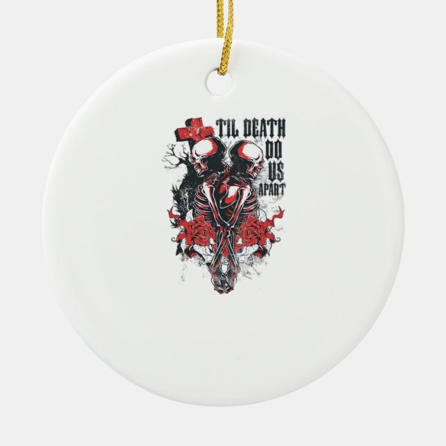 Till Death Do Us Part – Minimalist Skeleton Art Fo Ceramic Ornament (Front)