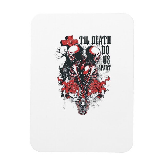 Till Death Do Us Part – Minimalist Skeleton Art Fo Magnet (Vertical)