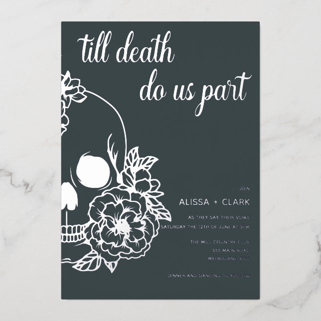 Till Death Do Us Part Modern Skull Wedding  (Front)
