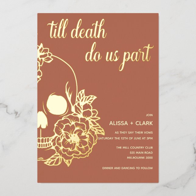 Till Death Do Us Part Modern Skull Wedding  Foil I (Front)
