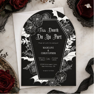 Till Death Do Us Part Moody Gothic Floral Wedding Invitation