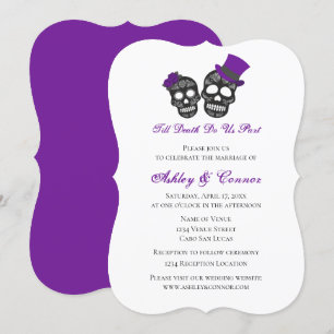 Till Death Do Us Part   Purple Black Wedding  Invitation