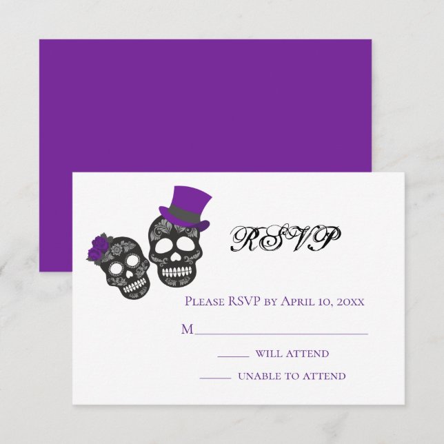 Till Death Do Us Part | Purple Wedding RSVP Card (Front/Back)