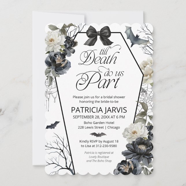 Till Death Do Us Part QR Code Bridal Shower Invitation (Front)