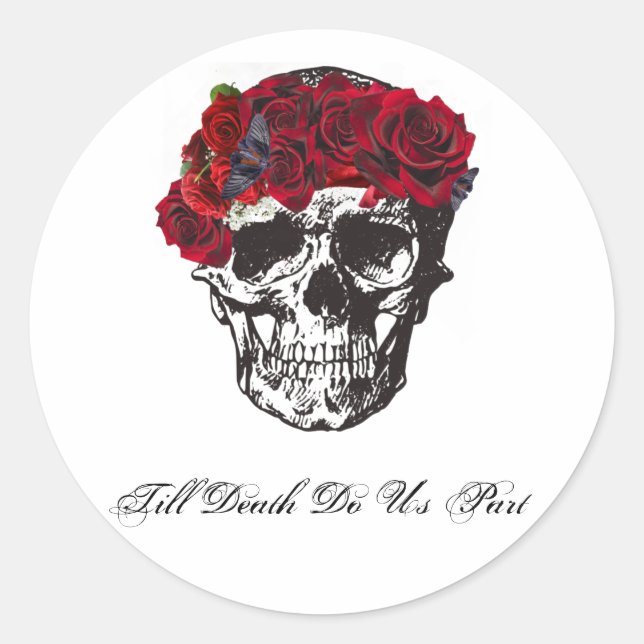 Till Death Do Us Part Red Rose Classic Round Sticker (Front)
