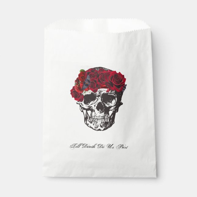 Till Death Do Us Part Red Rose Wedding Cake Favour Bag (Front)