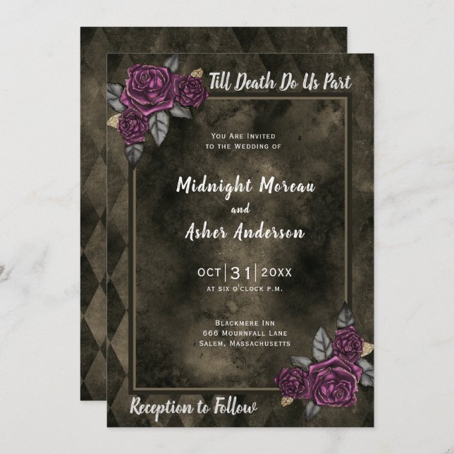 Till Death Do Us Part Sepia Wedding Invitation (Front/Back)