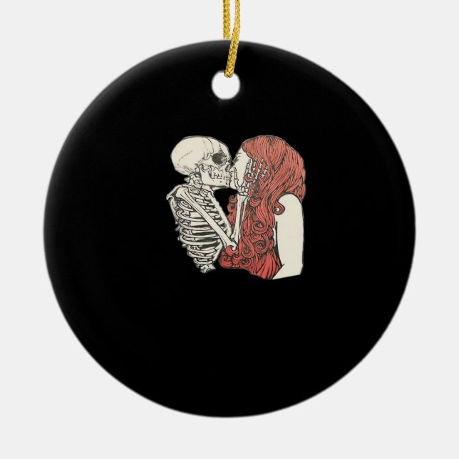 Till Death Do Us Part Skeleton Art Classic Ceramic Ornament (Front)