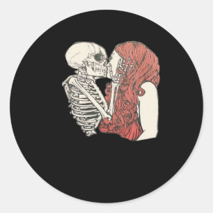 Till Death Do Us Part Skeleton Art Classic Round Sticker