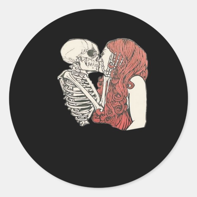 Till Death Do Us Part Skeleton Art Classic Round Sticker (Front)