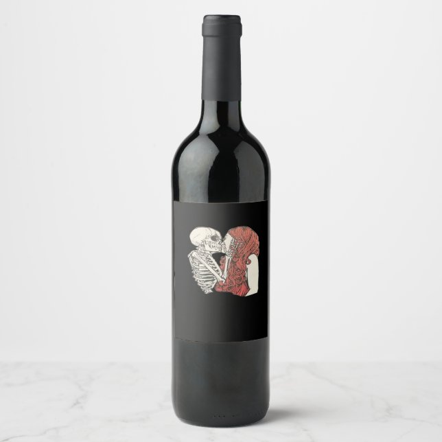 Till Death Do Us Part Skeleton Art Classic Wine Label (Front)