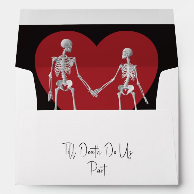 Till Death Do Us Part Skeleton Black Invitation Envelope (Back (Bottom))