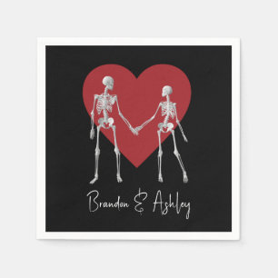 Till Death Do Us Part Skeleton Black Napkin