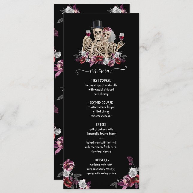 Till death do us Part, Skeleton Bride Groom Menu (Front/Back)