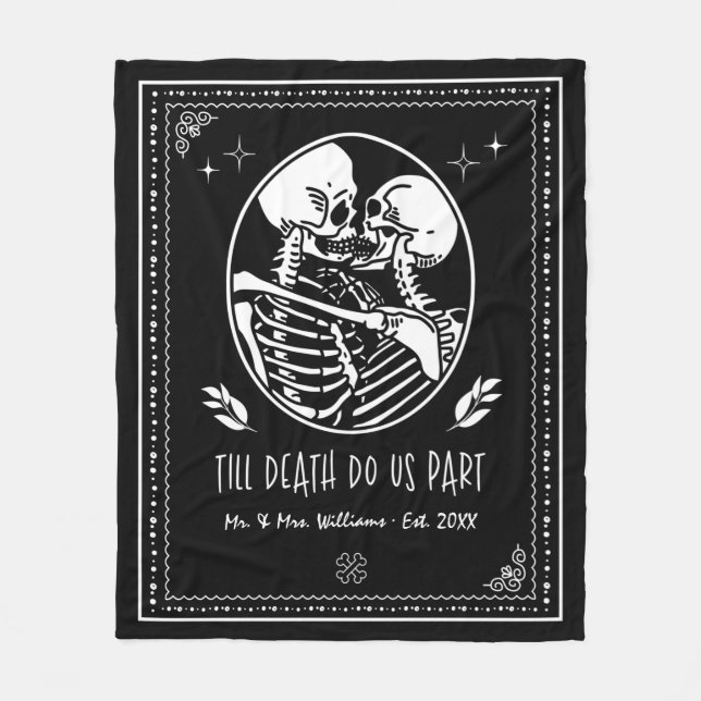 Till Death Do Us Part Skeleton Couple Personalised Fleece Blanket (Front)