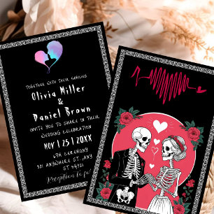 Till Death Do Us Part   Skeleton halloween Wedding Invitation