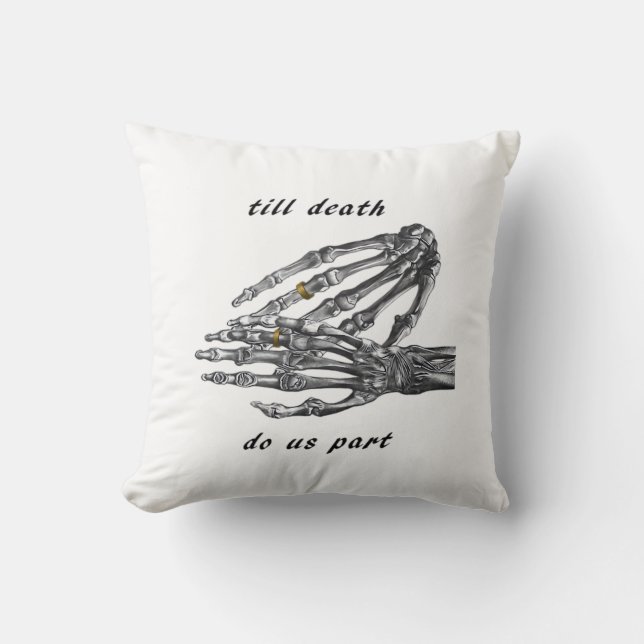 Till Death Do Us Part Skeleton Hands (Cream) Class Cushion (Front)