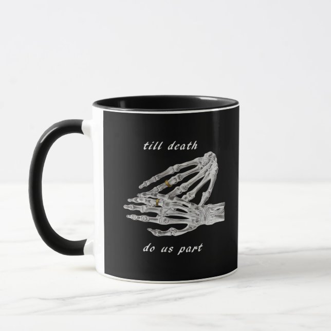 Till Death Do Us Part Skeleton Hands Quote (Black  Mug (Left)