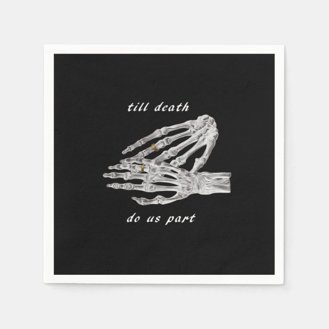 Till Death Do Us Part Skeleton Hands Quote (Black  Napkin (Front)