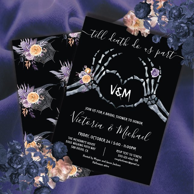Till death do us Part Skeleton heart Hands Wedding Invitation (Creator Uploaded)