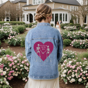 Till Death Do Us Part Skeleton & Purple Heart Denim Jacket