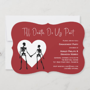 Till Death Do Us Part Skeleton Red Engagement  Invitation