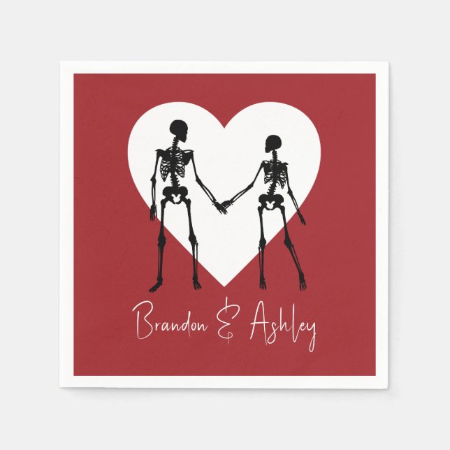 Till Death Do Us Part Skeleton Red Napkins (Front)