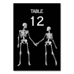 Till Death Do Us Part Skeleton Wedding Black Table Number