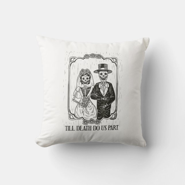 Till Death Do Us Part Skeleton Wedding Couple – Cushion (Front)