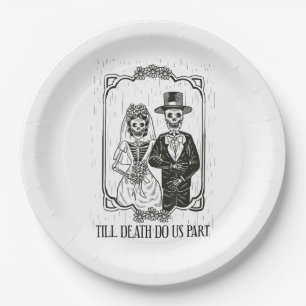 Till Death Do Us Part Skeleton Wedding Couple – Paper Plate
