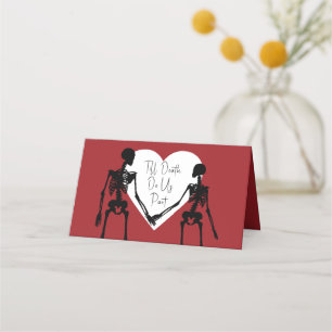 Till Death Do Us Part Skeleton Wedding Red Place Card