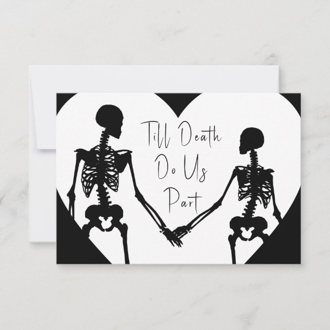 Till Death Do Us Part Skeleton Wedding White RSVP (Front)