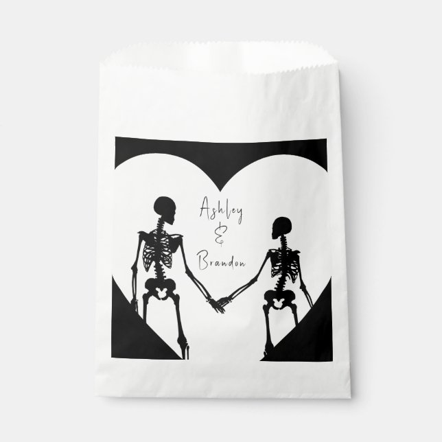 Till Death Do Us Part Skeleton White Favour Bag (Front)