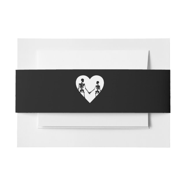 Till Death Do Us Part Skeleton White Invitation Belly Band (Front Example)