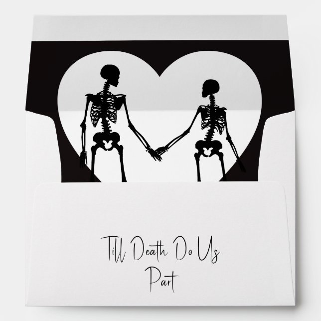 Till Death Do Us Part Skeleton White Invitation Envelope (Back (Bottom))