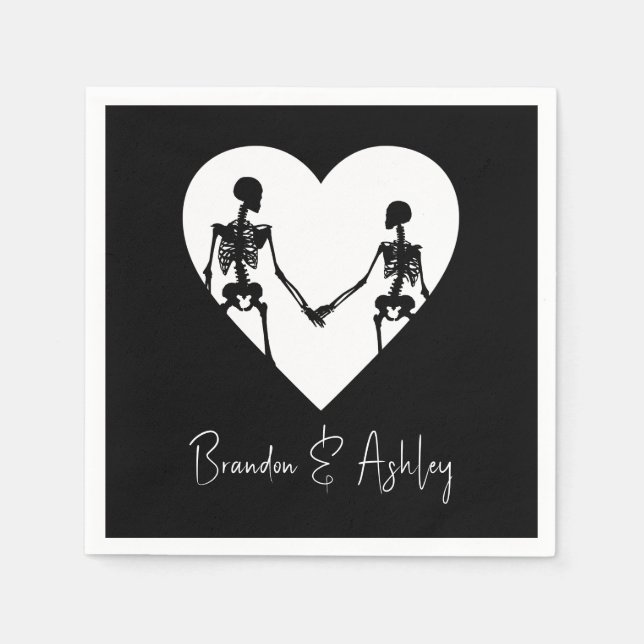 Till Death Do Us Part Skeleton White Napkins (Front)