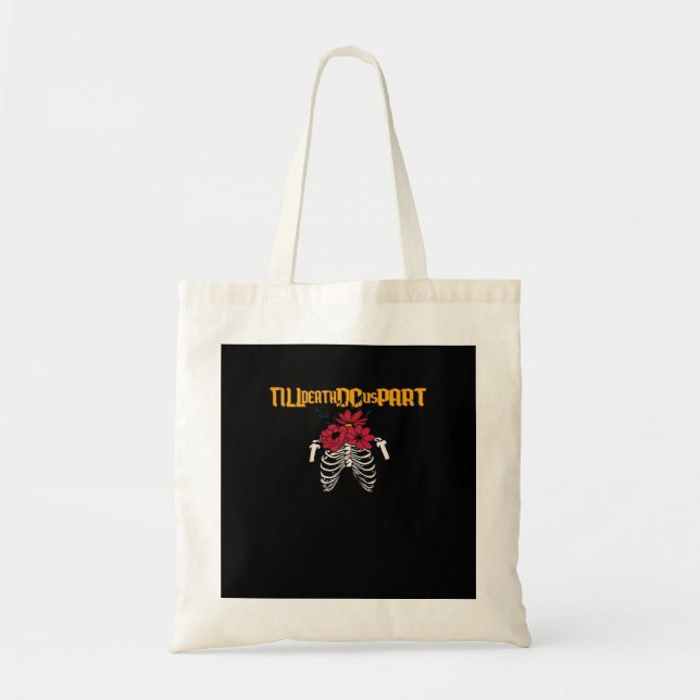 Till Death Do Us Part Skeleton With Red Flowers Cl Tote Bag (Front)