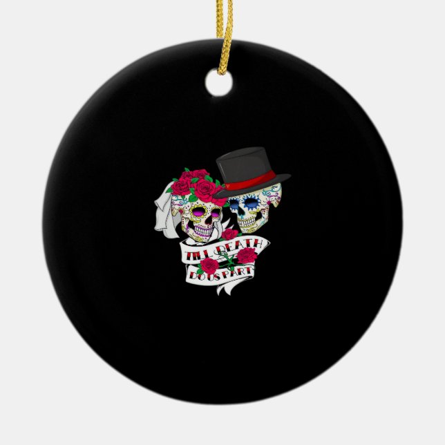 Till Death Do Us Part Skull Ceramic Ornament (Front)