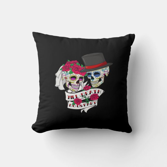 Till Death Do Us Part Skull Cushion (Front)