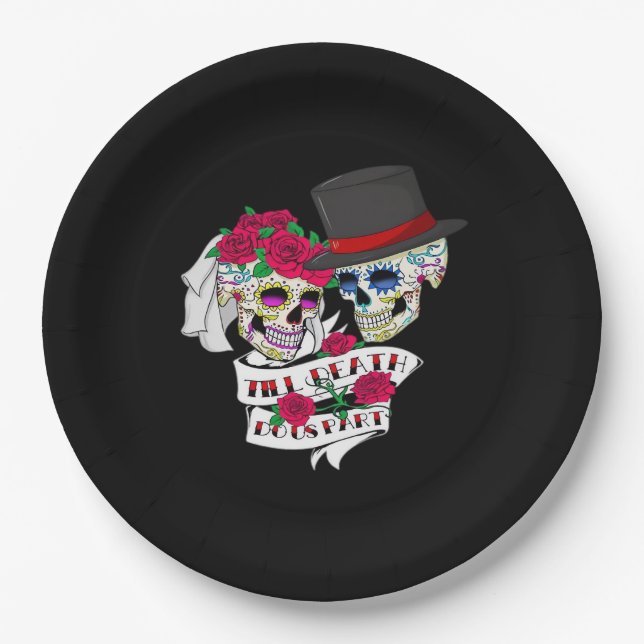 Till Death Do Us Part Skull Paper Plate (Front)